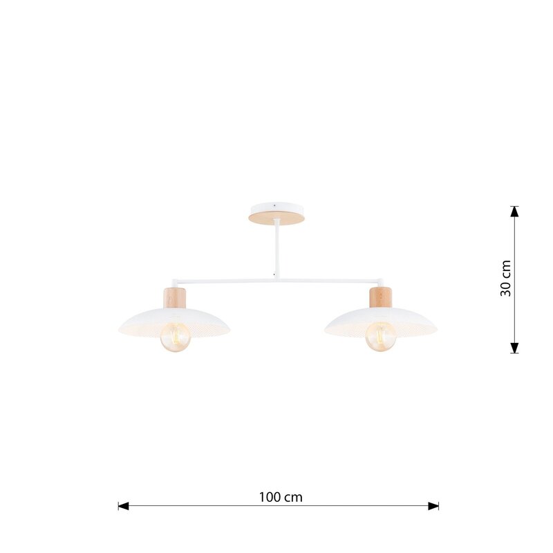 EMIBIG LIGHTING Kobe Deckenleuchte Hängelampe Leuchte 2-flg. Stahl Holz weiß E27 - 5901738928763