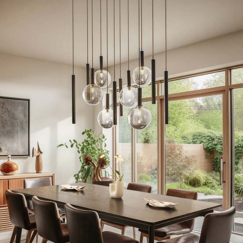 Lucande Hängeleuchte Pendelleuchte Lumavia Glas schwarz klar 12-flg G9 - 4255830904134