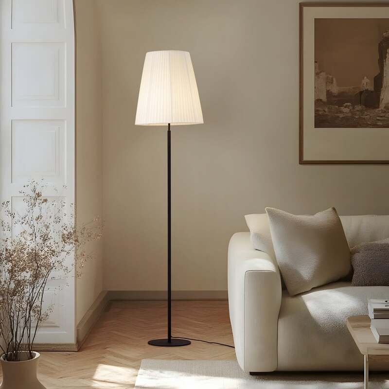 Lindby Stehleuchte Virelle LED Stehlampe Lampe schwarz weiß 170cm Höhe 40cm - 4255830903748