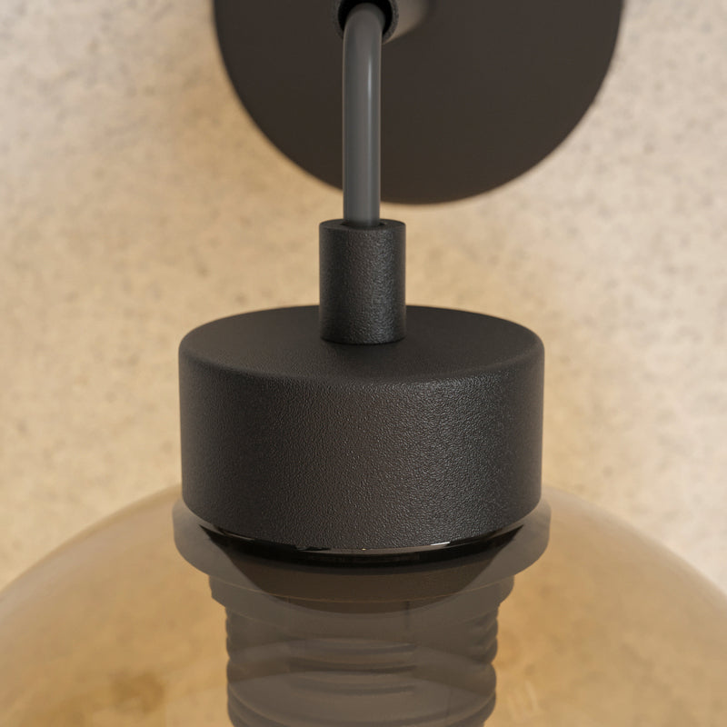 Wandleuchte Cubus schwarz bernstein E27 dimmbar Lampe Leuchte Ø18cm 30cm hoch - 5901780541354