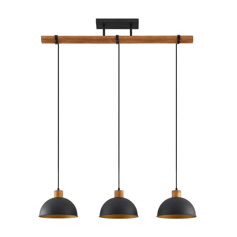 Lindby Hängeleuchte Flurin LED Pendelleuchte dimmbar schwarz-gold 107x26cm 3-flg - 4251096599930