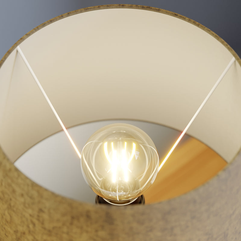 Euluna Tischlampe Vera Stoffschirm und Stein-Dekor 38 cm Tischlampe Deko-Lampe - 8030626533134