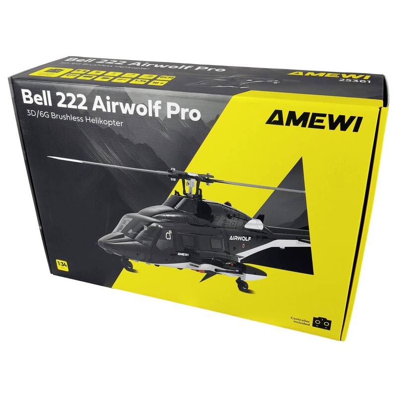 Amewi RC Hubschrauber Helikopter Bell 222 Airwolf Pro RTF Modell Flugzeug - 4262500343377