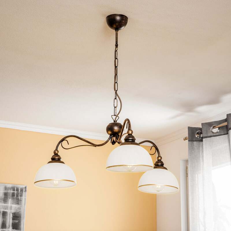 Jupiter Hängeleuchte Pendelleuchte Casale altmessing Metall Glas 3-flammig 74cm - 5905962011758