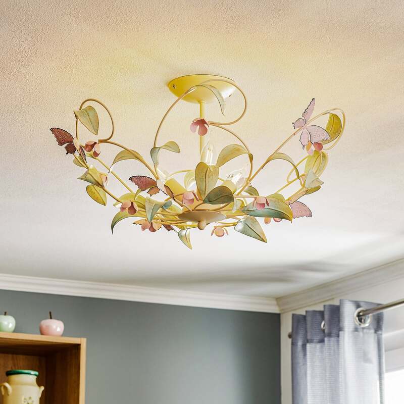 Deckenlampe BUTTERFLY LED 3-flammig dimmbar creme grün rosé Ø 64 cm Edelstahl - 5907565962871