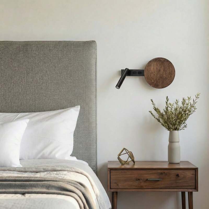Sigma Wandleuchte Hotel Mood schwarz-braun LED Wandlampe Leuchte Metall Holz - 5902846817857