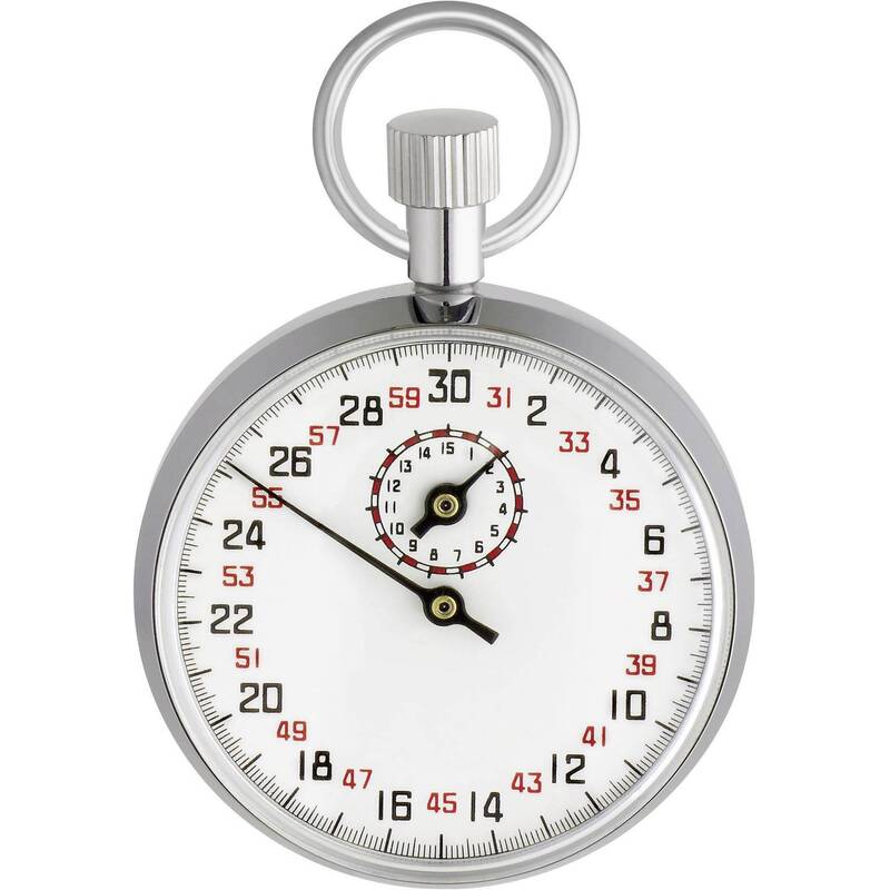 TFA Dostmann Stoppuhr analog Silber 50mm verchromt mit Umhängekordel - 4009816015594