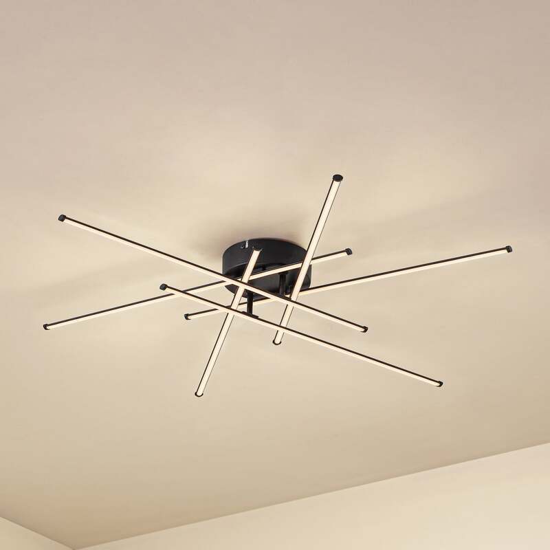 Lindby Deckenleuchte Lampe LED Elviano schwarz Ø 80 cm 3000 K Aluminium Leuc373 - 4255830901966