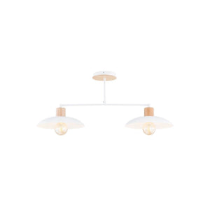 B-Ware Emibig Lighting Kobe Deckenleuchte Hängelampe Leuchte 2 Flg. Stahl Holz Weiß E27