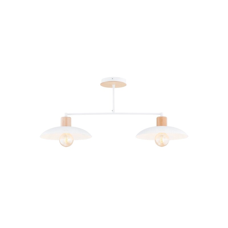 EMIBIG LIGHTING Kobe Deckenleuchte Hängelampe Leuchte 2-flg. Stahl Holz weiß E27 - 5901738928763