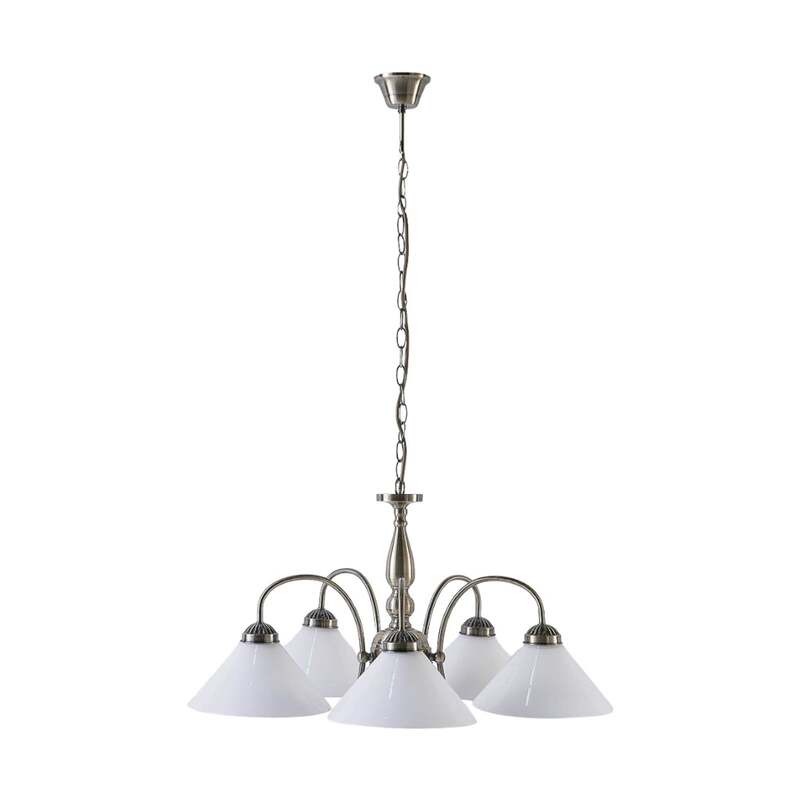 Lindby Pendelleuchte Hängeleuchte Otis LED Lampe dimmbar 5-flammig weiß Ø 68 cm - 4251096525076
