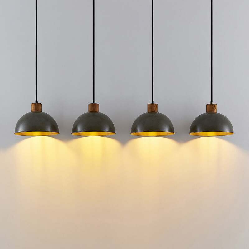Lindby Durbis Hängeleuchte Hängelampe Lampe Leuchte 4-flmg. E27 natur dunkelgrau - 4251911719512
