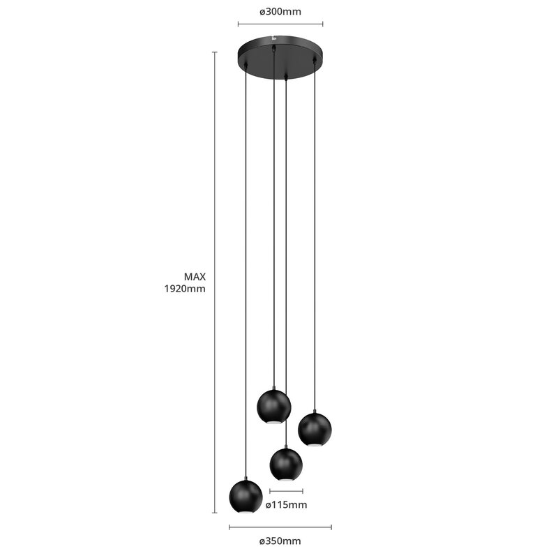 Euluna Pendelleuchte Hängelampe Midnight LED vierflammig Deckenlampe Leuchte 691 - 5902349227184