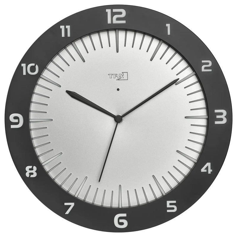 TFA Funk-Wanduhr LUMOCLOCK 60.3553.10 grau mit Lichtsensor und USB-C - 4009816040787