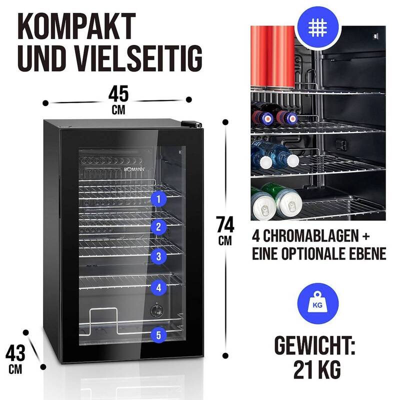 Bomann Kühlschrank KSG 7287 Standgerät 63l Energieeffizienzklasse E schwarz 85W - 4004470728712