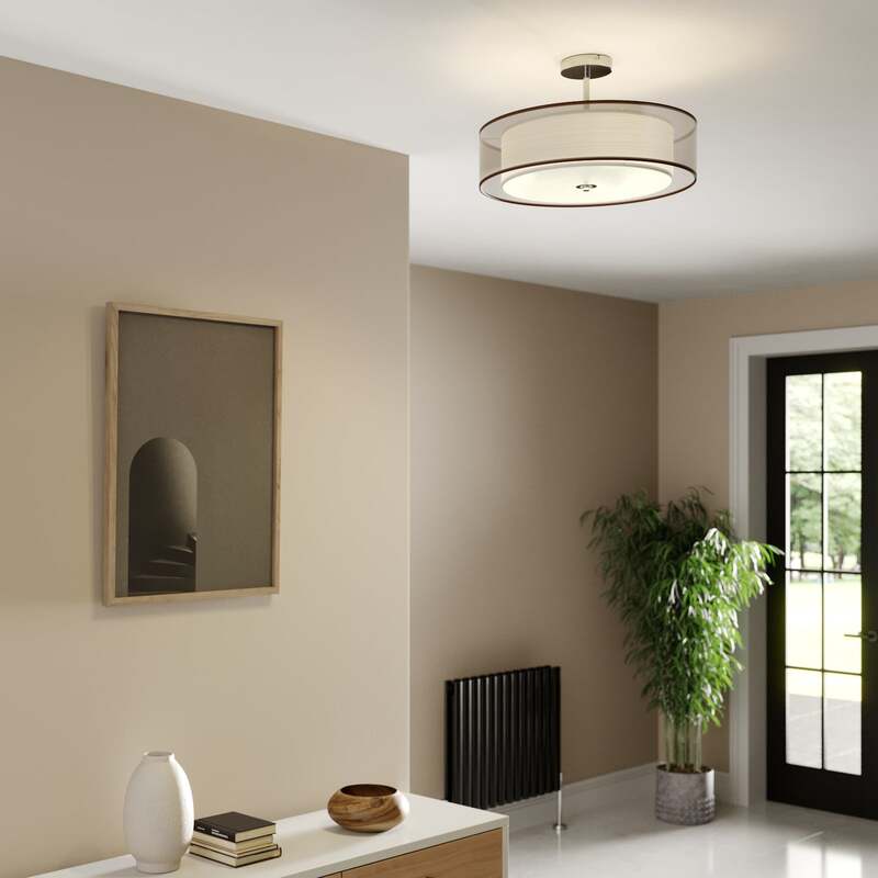Lindby Deckenleuchte Pikka LED Lampe Leuchte dimmbar braun Ø50cm chrom 80W - 6291106558562