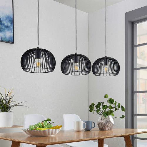 Lindby Pendelleuchte Jusra Hängeleuchte Lampe Leuchte 3-flg. E27 Metall schw28 - 4251096551778