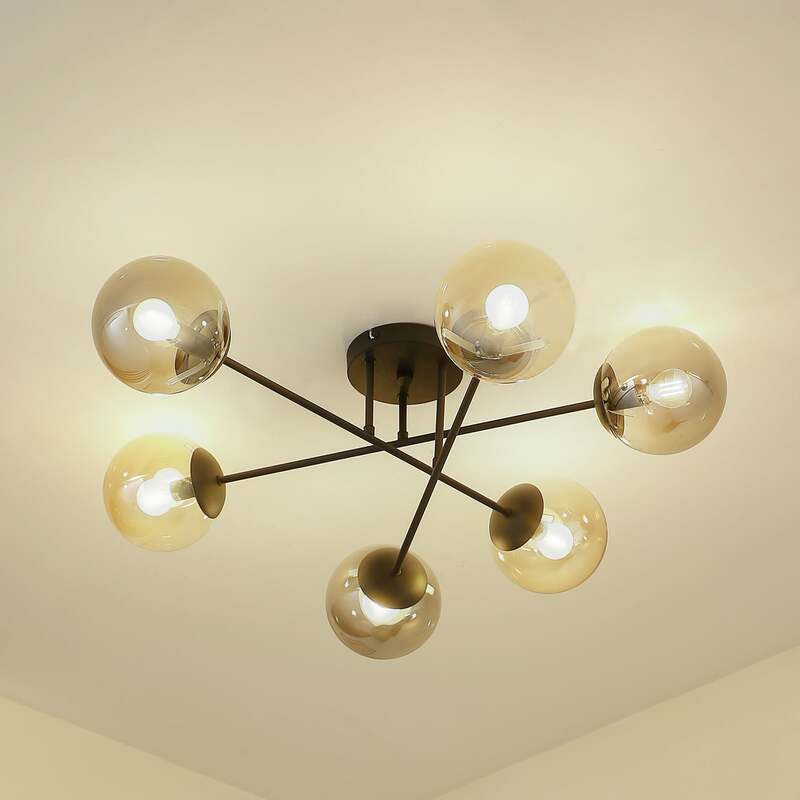 Lindby Deckenleuchte Lampe Isamer Kugel rauchgrau amber Glas Wohnzimmer - 4251911797732