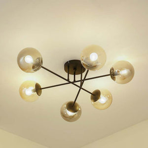 B-Ware Lindby Deckenleuchte Lampe Isamer Kugel rauchgrau amber Glas Wohnzimmer