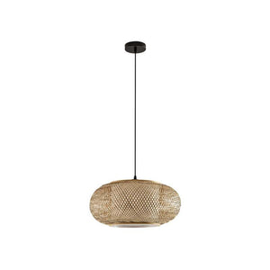 C-Ware Lindby Hängeleuchte Romaine LED Pendelleuchte Lampe dimmbar natur Ø50cm schwarz