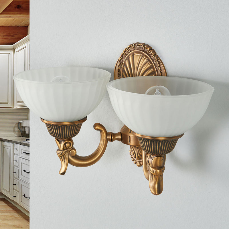 Orion Wandleuchte Rocca 2-flammig LED dimmbar bronze weiß Metall Glas 36,5cm - 9003090217274