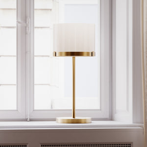 B-Ware By Rydens Tischleuchte Lampe Marcel messing weiß Metall Glas 55 cm E27 LED
