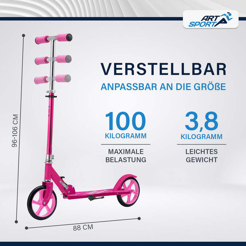 Cityroller Scooter Girl Power XXL Räder Fußständer Hinterradbremse Kinder - 4260304765746