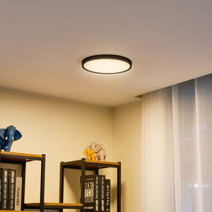 B-Ware Lindby Deckenleuchte Pravin LED Lampe Leuchte schwarz matt Ø30cm warmweiß 3000K