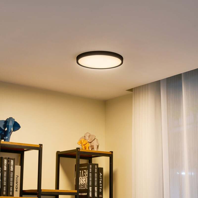 Lindby Deckenleuchte Pravin LED Lampe Leuchte schwarz matt Ø30cm warmweiß 3000K - 4251911766684