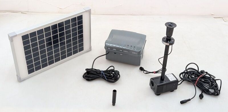 Esotec Solar-Pumpenset Napoli mit Beleuchtung 750l/h 2m Förderhöhe Akkuspeicher - 4260057861535