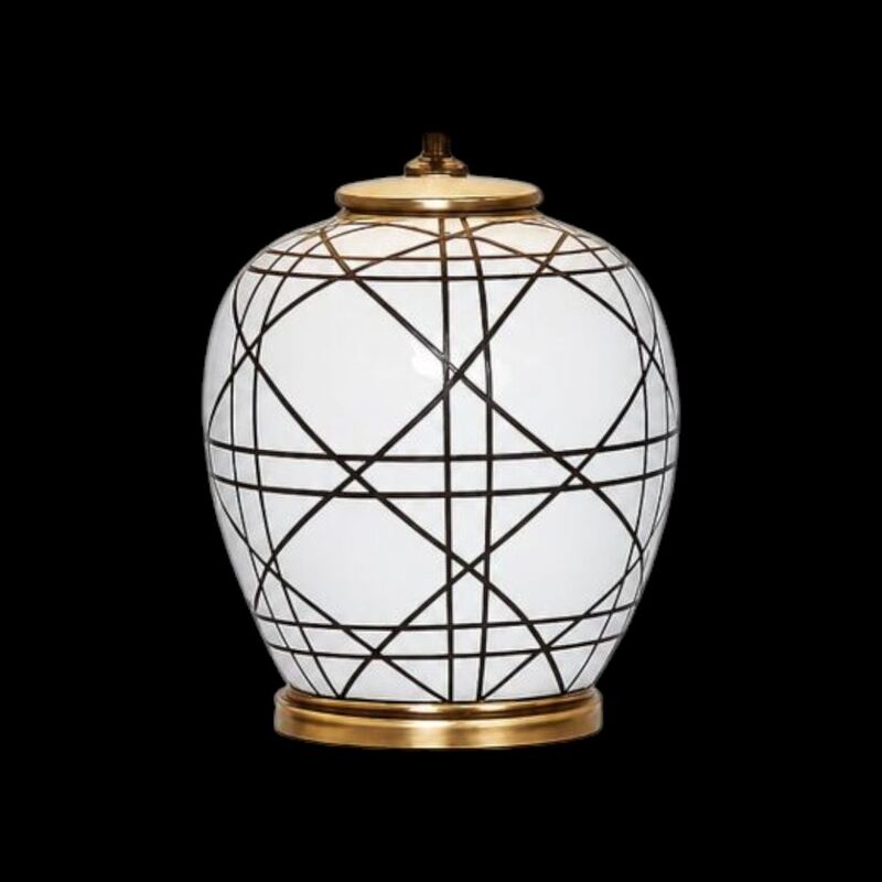 PR Home New York Table Lamp, Black, Height 63 Cm, Ceramic - 7330976147632