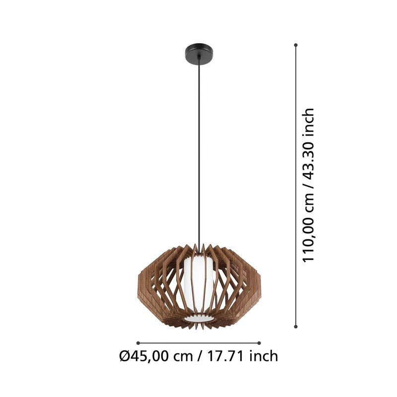 EGLO Hängeleuchte Pendelleuchte Lampe Rusticaria Holz Glas braun weiß E27 LED - 9008606240043