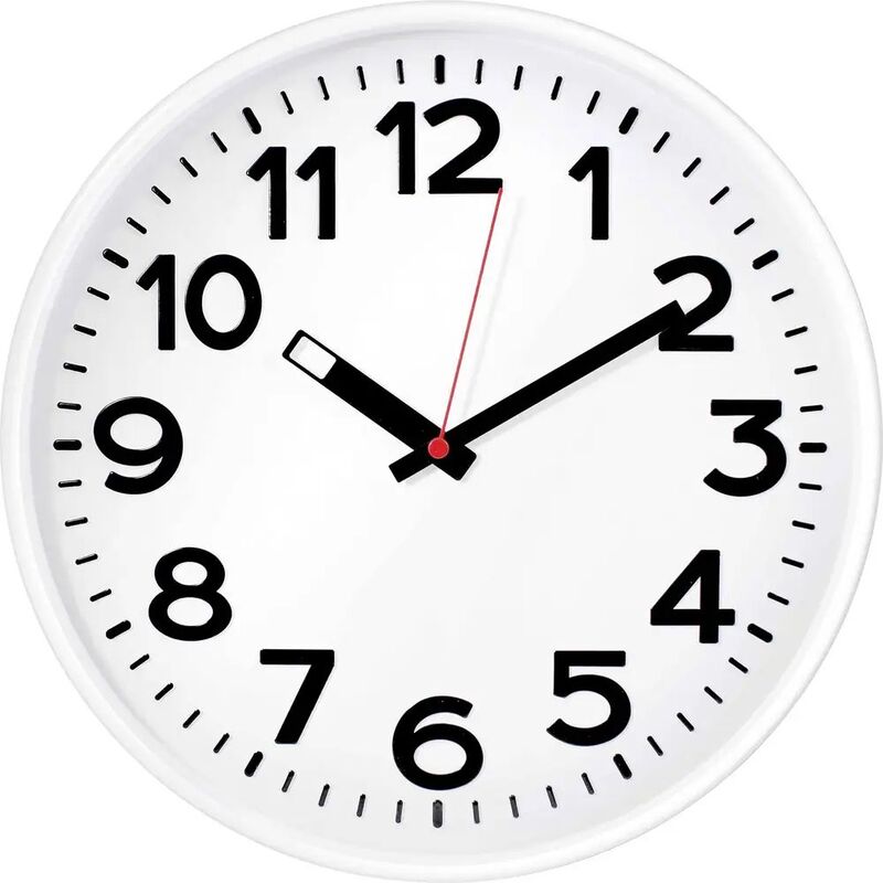 EUROTIME Wanduhr Quarz analog Kunststoff kabellos 870g weiß Ziffernblattfarbe - 4044685800964
