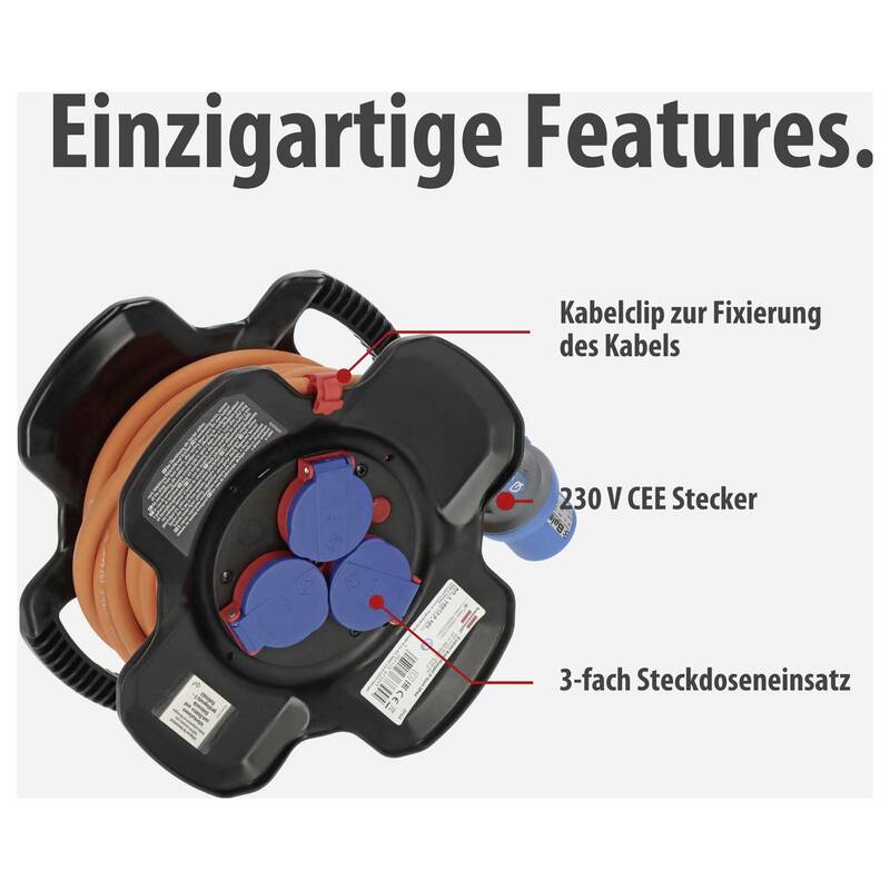 Brennenstuhl CEE-Kabeltrommel 10m 16A 3polig orange IP44 für Außenbereich - 4007123673995