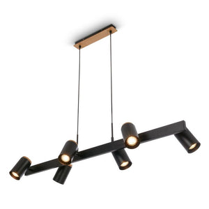 B-Ware Briloner Pendelleuchte Hängeleuchte Schwarz Esstischlampe Holz Gu10 Led 6 Flg