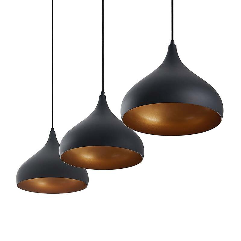 Lindby Pendelleuchte Hängeleuchte Elamira LED Lampe dimmbar schwarz-gold 133cm - 4251911726633