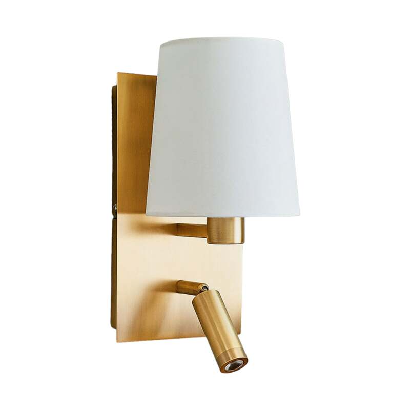 Lindby Wandleuchte Wandlampe Aiden LED Leselicht Stoffschirm altmessing weiß - 4251096554779