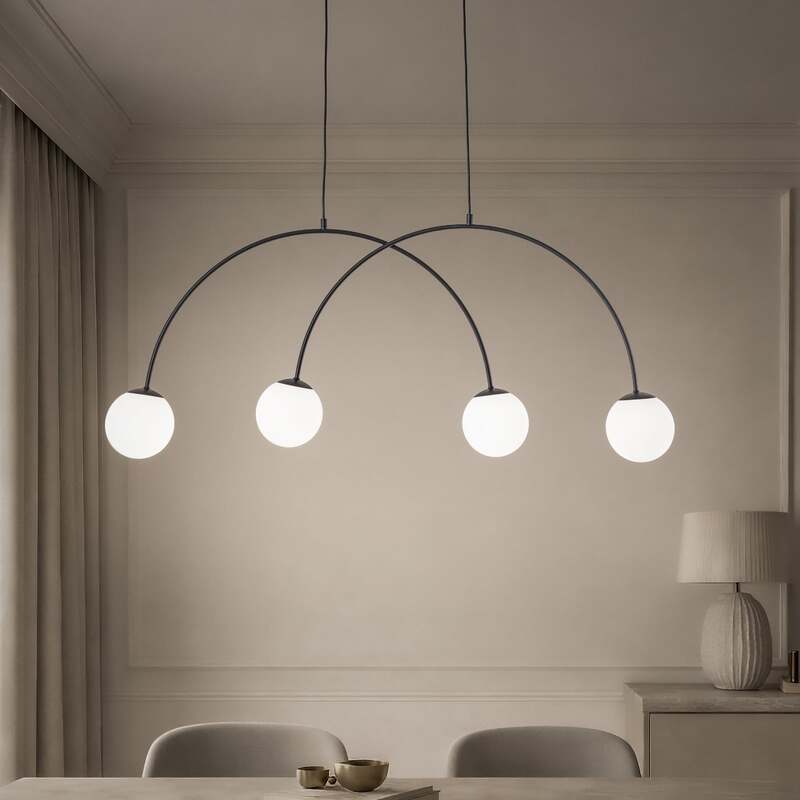 Hängeleuchte Nova Pendelleuchte 4-flammig LED dimmbar schwarz weiß 120x15cm - 5905563004685