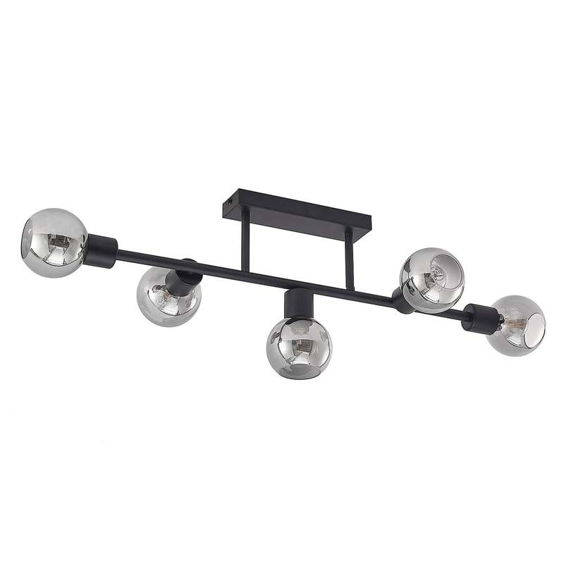 Lindby Deckenlampe Biscala LED Lampe Leuchte dimmbar schwarz rauch Ø85cm 5-flg - 4251911719987