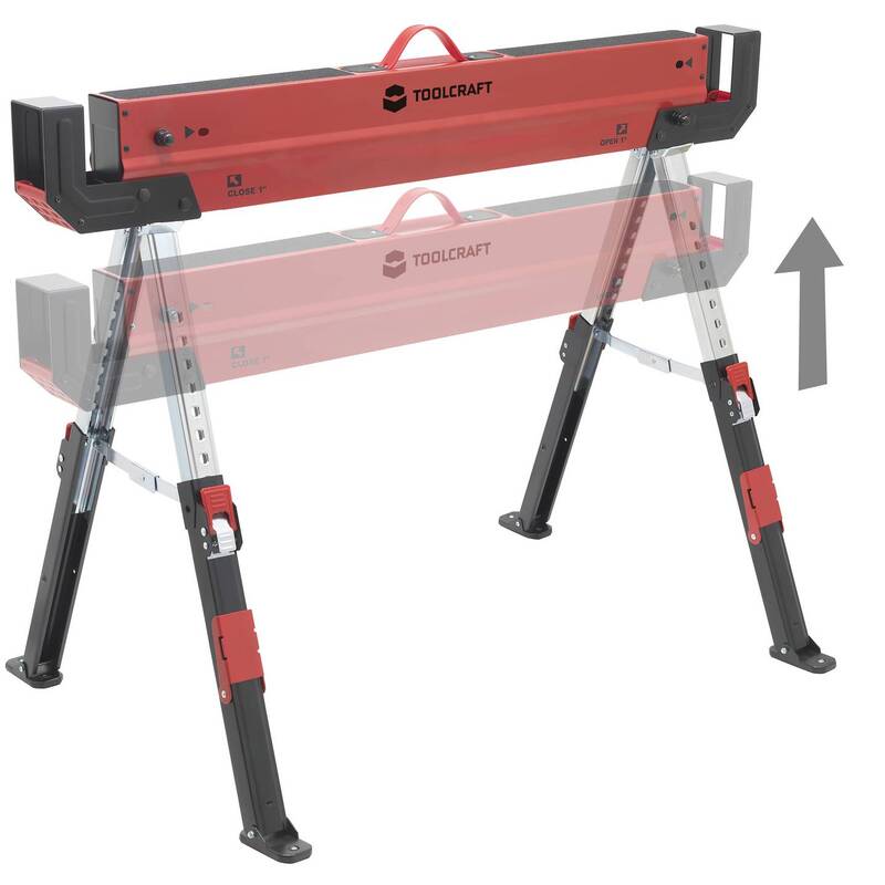 TOOLCRAFT Sägebock Arbeitsbock Klappbock Stahl Höhenverstellbar 300 kg - 4064161216560