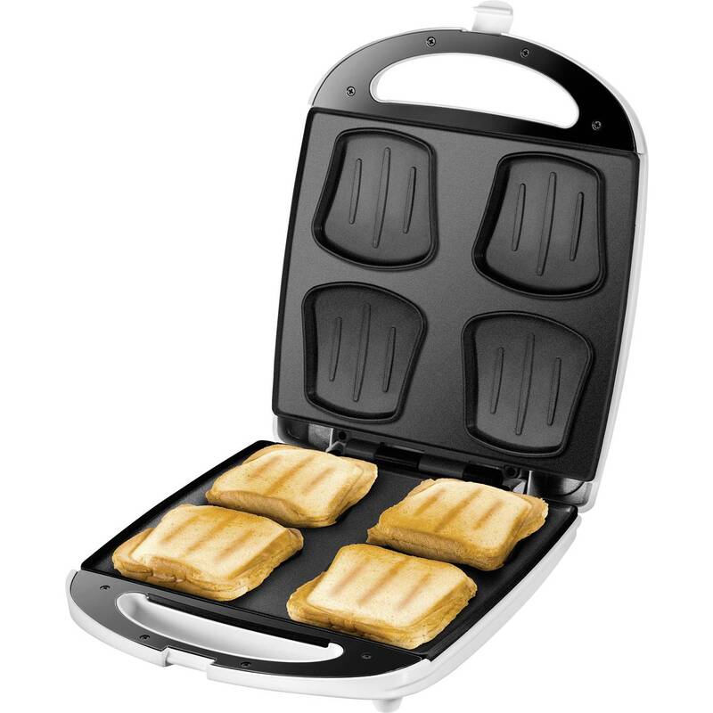 Unold Sandwich-Toaster Quadro klappbar 1100W für 4 Sandwiches Weiß Schwarz - 4011689484803