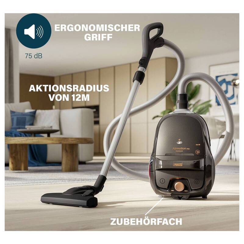 Princess Staubsauger Bodenstaubsauger 800W HEPA Staubbeutel schwarz 4l 9m - 8711387998386
