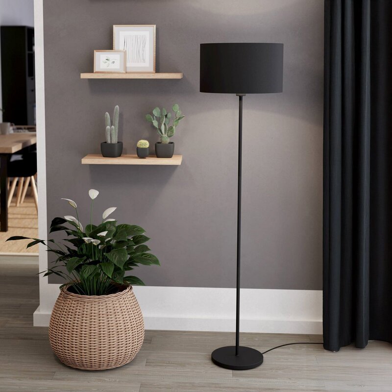 Eglo Stehleuchte Stehlampe Maserlo Standleuchte Höhe 151 cm Stoff/Stahl schwarz - 9002759990466