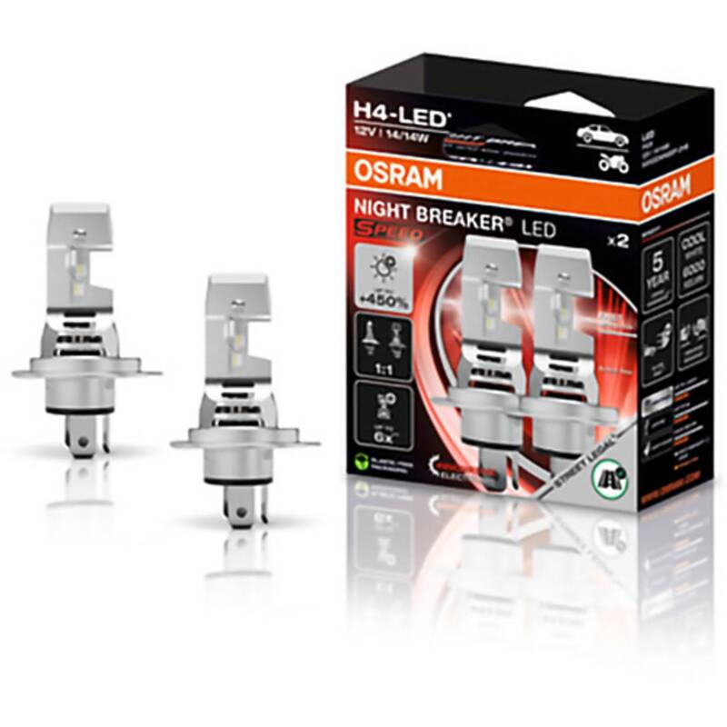 OSRAM Leuchtmittel Lampe H4 LED NIGHT BREAKER SPEED Kaltweiß 64193DWNBSP-2HB - 4062172422383