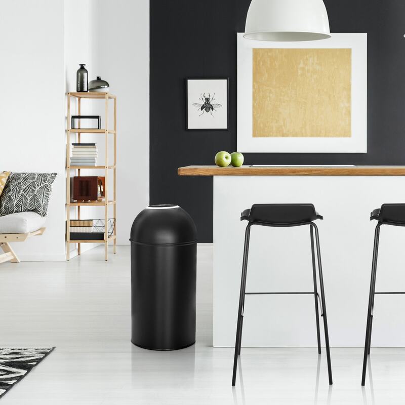 hjh OFFICE Abfallsammler Mülleimer CLEAN OR 50L schwarz matt Inneneimer Metall - 4064323035824