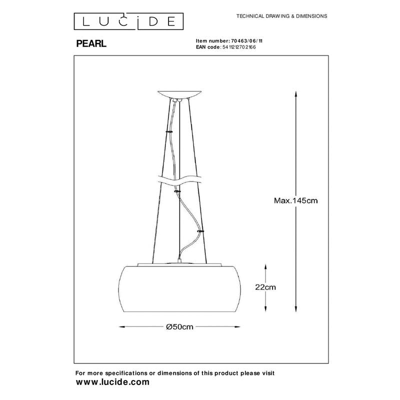 Lucide Hängeleuchte Pearl Pendelleuchte Lampe Deckenlampe Licht SIEHE TEXT/FOTO - 5411212702166