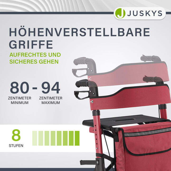 Aluminium Rollator Vital klappbar Gehhilfe höhenverstellbar Unabhängigkeit Rot - 4260565522690
