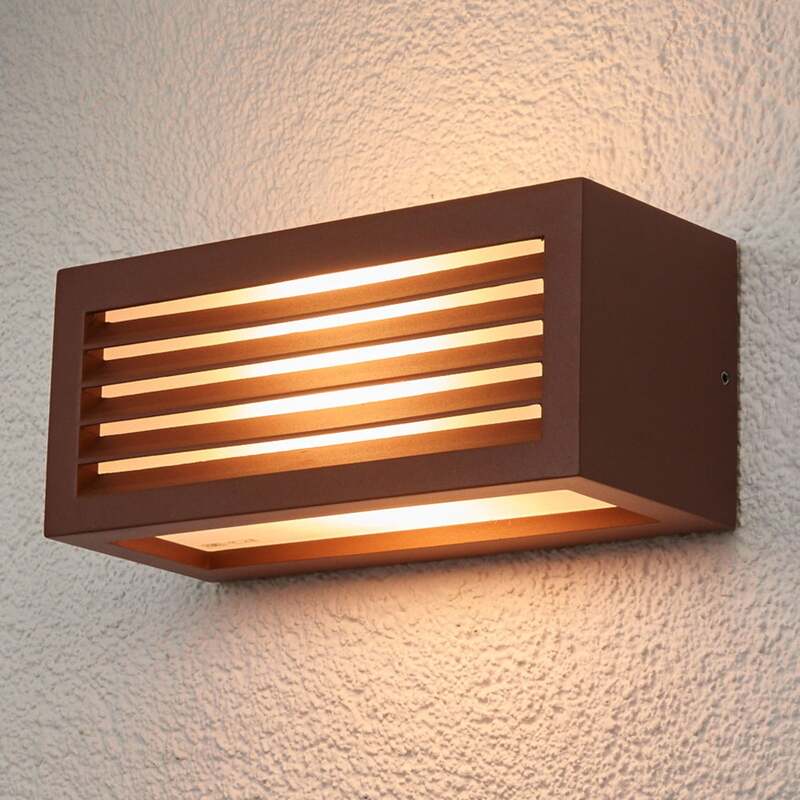SLV Außenwandleuchte Box L E27 Gartenleuchte Lampe rostbraun IP44 25x11cm Licht - 4024163129381
