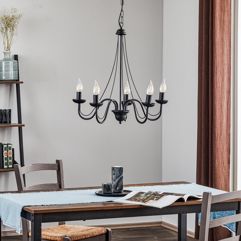 Euluna Kronleuchter Lampe Leuchte Wohnzimmerlampe Malbo fünfflammig E14 Schwarz - 5902349215174