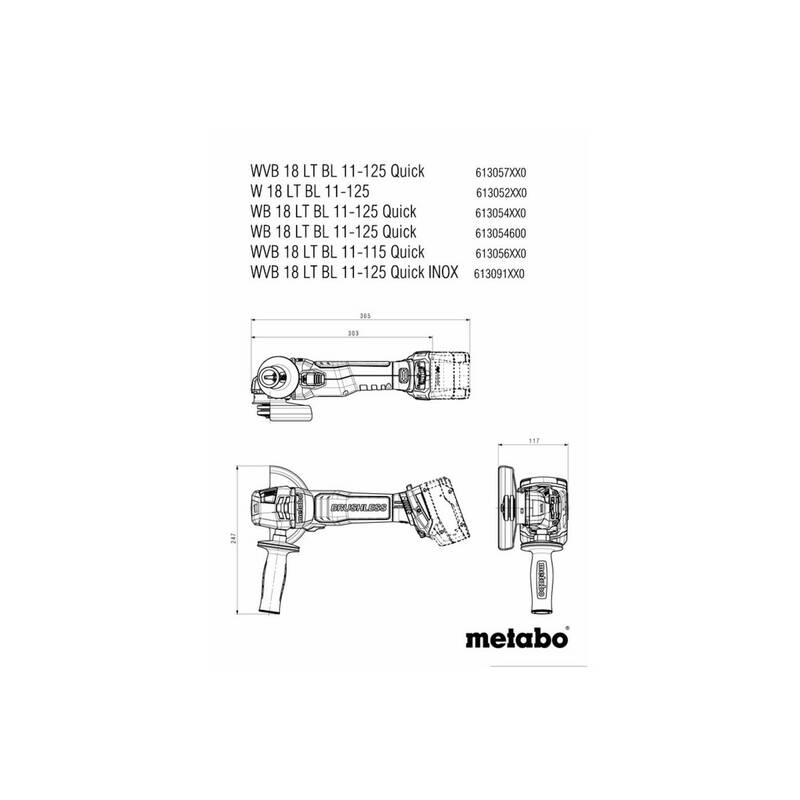 Metabo WB 18 LT BL 11-125 Quick 613054850 Akku-Winkelschleifer 125 mm bürstenlos - 4061792205383